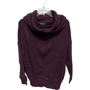 Poof Deep Purple Cowl Neck Cotton Blend Sweater Size Large Layering Winter